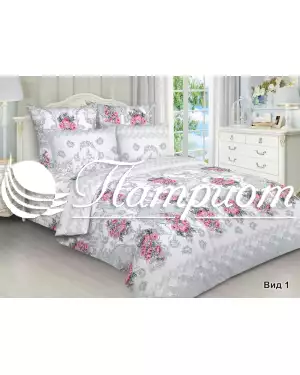 КПБ 2.0 спальный с Евро простыней, набивная бязь 125 г/м² 5003-1